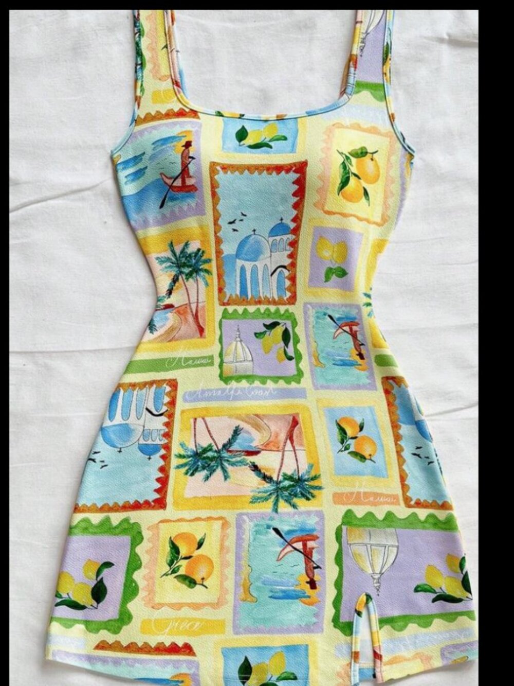 Women's Ocean Life Pattern Casual Slit  Mini Dress